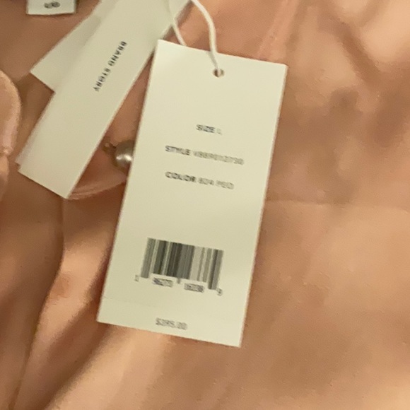 Vince Relaxed band collar button up shirt-long sleeves-large color peach Opal - Picture 4 of 8